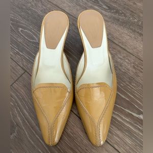 Tod’s patent leather kitten heel mules